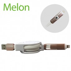 【MELON】Micro USB / iPhone Lightning 二合一 伸縮 傳輸 扁線 BA089