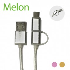 【MELON】Micro USB / Type-C 二合一 金屬 尼龍 編織 強化 傳輸 充電線 BA079